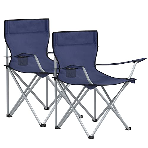 Campingstuhl 2er Set von SONGMICS, klappbar, tragbar, bis 120 kg, dunkelblau