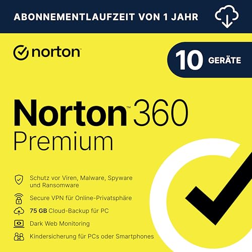 Produktbild: norton 360 2025 aktivierungscode für 10 geräte, 1 jahr, per email