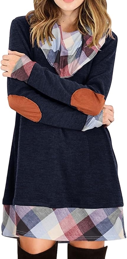 Produktbild: Alaster Queen Damen Strickkleid Blau, Hochgeschlossen, Langarm, Locker, M