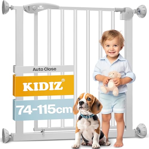 kidiz türschutzgitter treppengitter kindergitter ohne bohren grau 81-94 cm