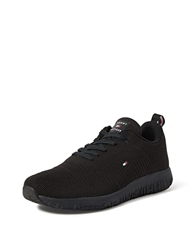 Tommy Hilfiger Herren Sneaker Runner Corporate Knit Rib, Schwarz, Größe 41