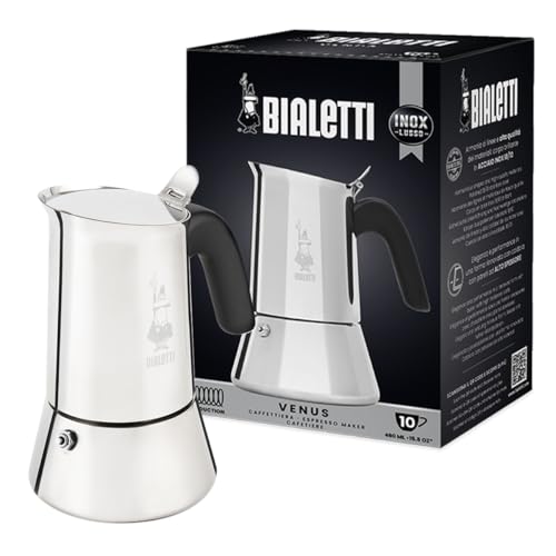 Bialetti New Venus Induktion Edelstahl Espressokanne 10 Tassen 460ml Aluminium Silber