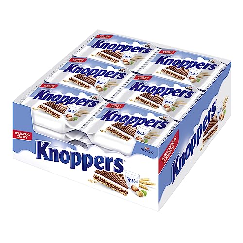 Genießen Sie 24 köstliche Knoppers mit Milch- und Nougatcremefüllung. Perfekt für den kleinen Hunger und ideal zum Teilen. Jetzt probieren!