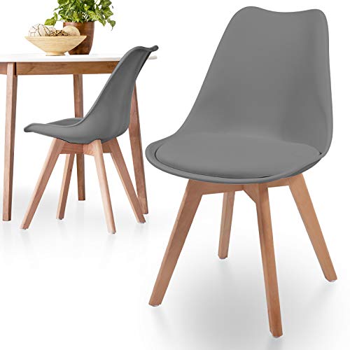 MIADOMODO esszimmerstühle skandinavischer stil gepolstert aus holz kunststoff grau