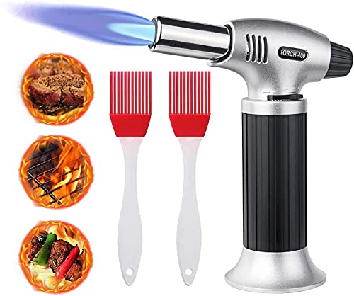 flintronic flambierbrenner butan gasbrenner küchenbrenner mit silikonbürsten silber