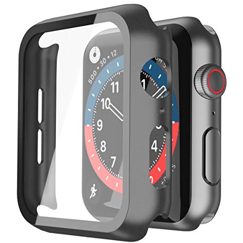 misxi hard hülle mit glas displayschutz für apple watch series 6/se/5/4 44mm 2-stück