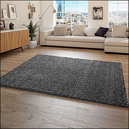 paco home hochflor teppich shaggy anthrazit 60x100 cm modern ohne muster