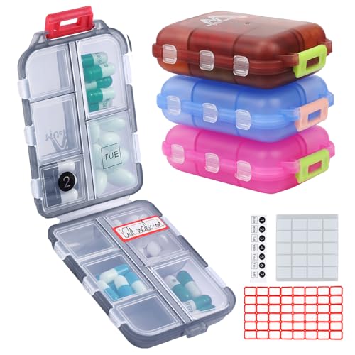 tablettenbox 4er set 7 tage pillendose 10 fächer für reise & alltag by muchengbao