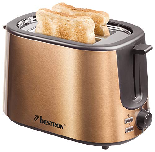 bestron toaster 2 röstkammern krümelschublade brötchenaufsatz 1000 w edelstahl kupfer