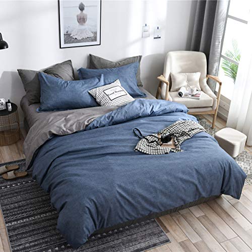 boqingzhu bettwäsche 200x220cm blau grau anthrazit microfaser set 3-teilig