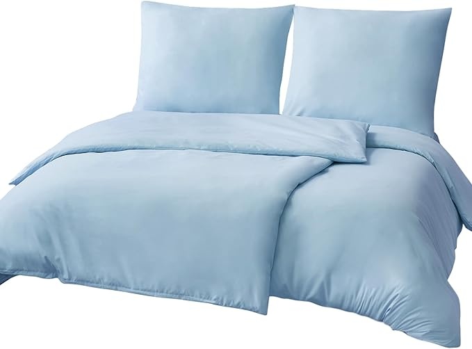 RUIKASI Bettwäsche 135x200 Hellblau Mikrofaser 4-teilig OEKO-TEX mit Reißverschluss