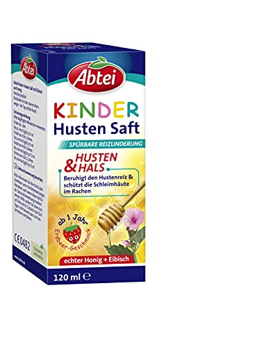 abtei kinder husten saft 120 ml mit erdbeergeschmack, eibisch, honig, laktosefrei, glutenfrei