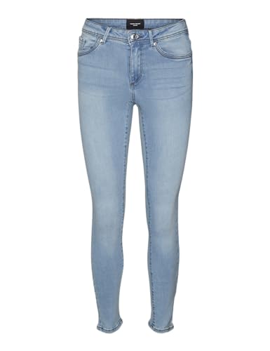 vero moda jeans damen vmtanya mr piping light blue denim, größe m