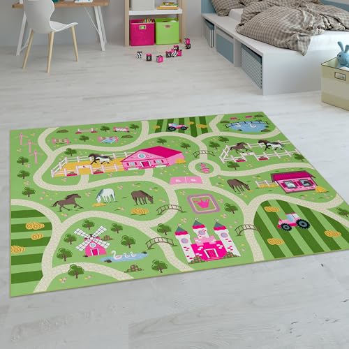 Produktbild: paco home kinderteppich grün, spielteppich kinderzimmer rutschfest 120x160 cm