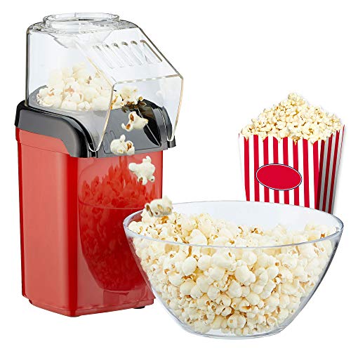 Genieen Sie frisch zubereitetes Popcorn mit unserer leistungsstarken Popcornmaschine! Fettfreie Zubereitung in Minuten dank Heiluft und 1200W Leistung. Messbecher inklusive!