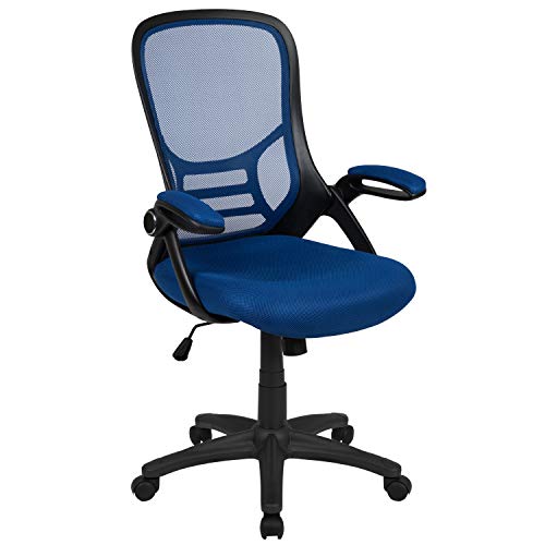 portabler bürostuhl mit hoher rückenlehne von flash furniture, ergonomisch, blau/schwarz