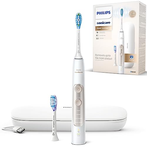 philips sonicare expertclean 7500 schallzahnbürste mit app, 4 putzmodi, weiß-gold