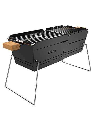 knister mobiler holzkohle-grill für camping, feuerstelle für 2-6 personen, schwarz