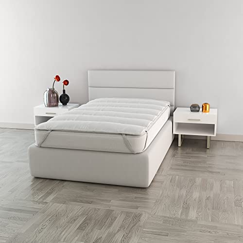 italian bed linen topper mikrofaser UNA piazza e mezza französisch weiß gepolstert