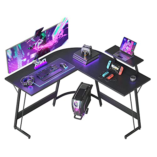 cubiker l-förmiger schreibtisch mit monitorständer, ecktisch schwarz 130 x 130 cm