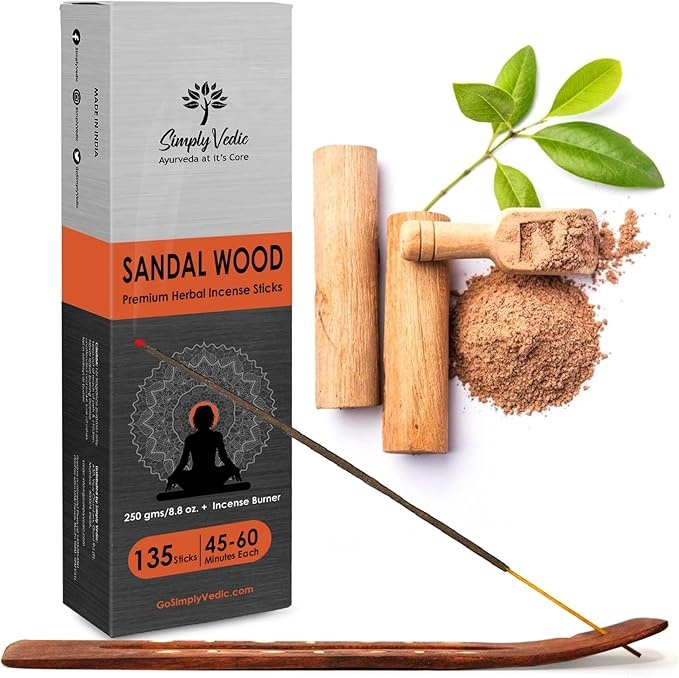 sandelholz räucherstäbchen 250g simply vedic, 45 min brenndauer, natürlich, yoga, meditation
