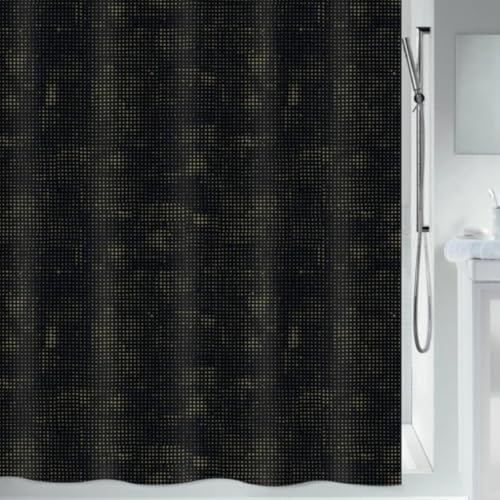 spirella duschvorhang antibakteriell waschbar wasserdicht polyester 180x180 cm schwarz gold