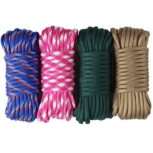 aufodara paracord 4 stück 19ft/6m nylon schnüre 4mm 7-stränge in 4 farben