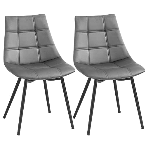 songmics esszimmerstühle 2er set, moderne küchenstühle mit samtoberfläche, grau