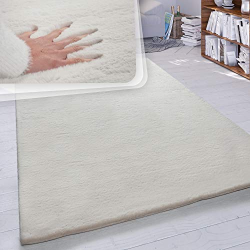 paco home hochflor teppich shaggy kunstfell creme 160x230 cm für wohnzimmer schlafzimmer