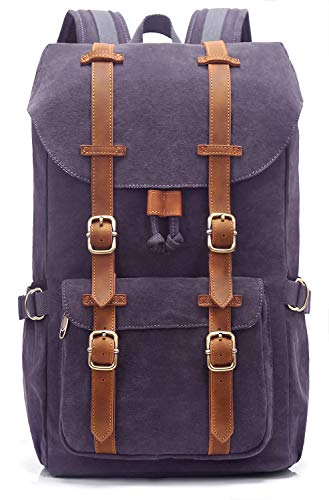 evervanz rucksack aus segeltuch für laptop bis 38,1 cm, arbeits-, reise- und schulrucksack, violett, gr. l