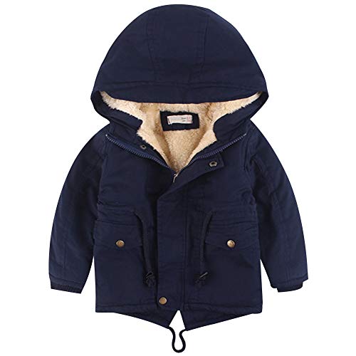 Produktbild: amropi kinder kapuzenjacke fleece mantel parka jacket outerwear marine 8-9 jahre