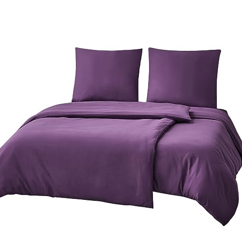 Produktbild: RUIKASI Bettwäsche 135x200 Lila 4tlg, Dunkel Violett, Oeko-TEX, weich, bügelfrei