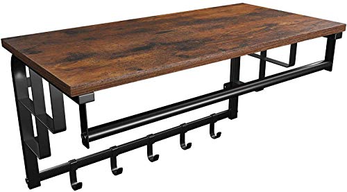 miadomodo wandgarderobe schwarz mit 5 haken, hängestange und ablage 66,5 x 30 x 32 cm