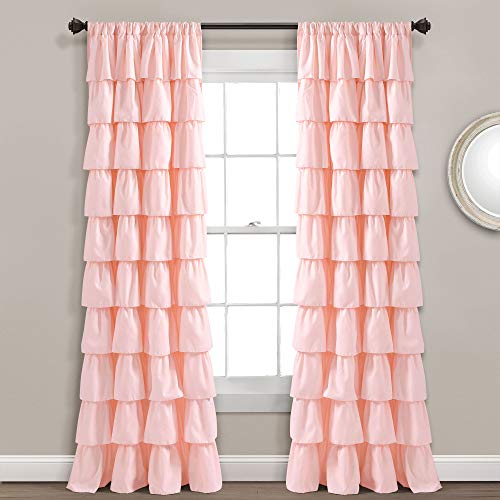 Lush Decor Blush Rüschen Fenstervorhang 213,4 cm x 50 l Shabby Chic Landhaus Stil für Wohnzimmer, Esszimmer, Schlafzimmer