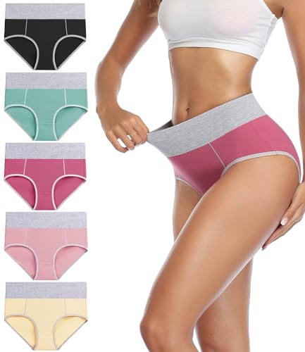 wirarpa Damen Baumwolle Taillenslip hohe taille Unterhosen 5er Pack