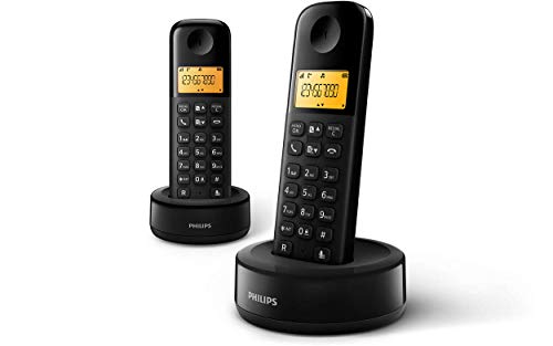 philips schnurloses telefon d1602b/01 duo dect 2er set mit 1,6-zoll-display schwarz