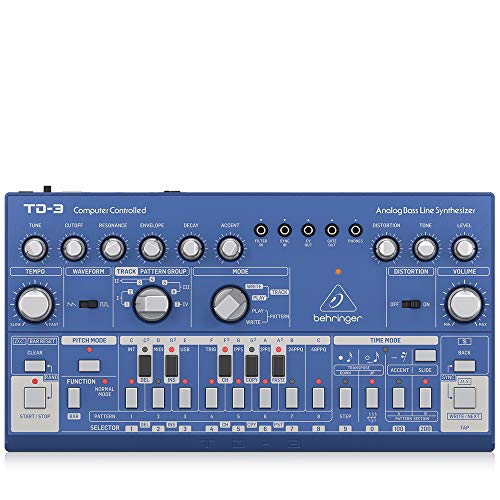 behringer td-3-bu bass-line-synthesizer analog mit vco, vcf, sequenzer, distortion