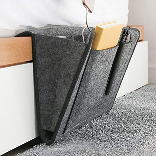amokee bed bag, sofa organiser, non-slip storage für handy, tablet, brille, buch, fernbedienung