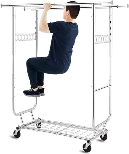 HOKEEPER doppelter kleiderständer bis 272 kg, schwerlast auf rollen, industrie-design