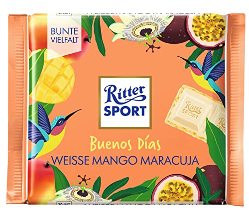ritter sport weisse mango maracuja 100 g, weiße schokolade mit fruchtiger füllung