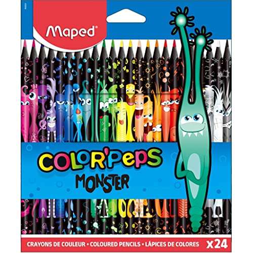 ergonomische dreikant-buntstifte maped color'peps black monster, 24 stifte