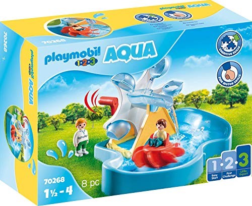PLAYMOBIL 1.2.3 70268 Wasserrad mit Karussell, ab 1,5 Jahren