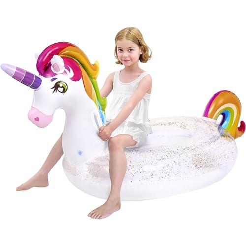 joyin einhorn wassermatratze kinder, aufblasbares pool floß für strand und sommer 175cm