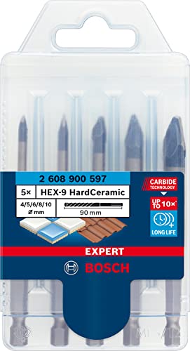 bosch hard ceramic bohrer set 5x expert hex-9 für fliesen  4-10 mm