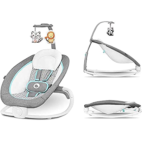 LIONELO Pascal baby wippe mit vibration, 5 melodien, spielzeugkarussell, grau