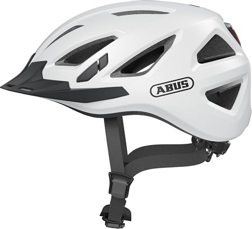 Produktbild: abus stadthelm urban-i 3.0 fahrradhelm mit rücklicht schirm magnetverschluss weiß m