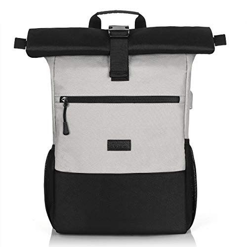 unisex rolltop backpack für 12-17 zoll laptop, wasserdicht, diebstahlsicher