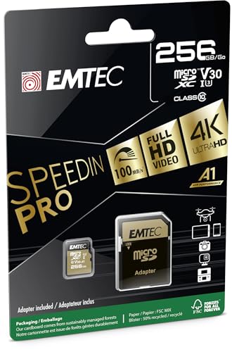 emtec sd karte 256gb sdxc class 10 v30 a1 4k inkl. adapter