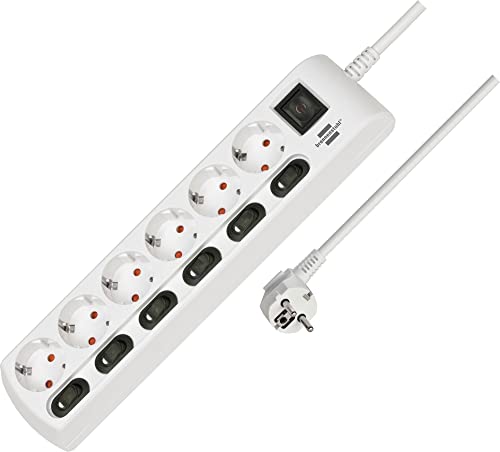 brennenstuhl steckdosenleiste 6-fach mit einzeln schaltbaren steckdosen, 2 m kabel