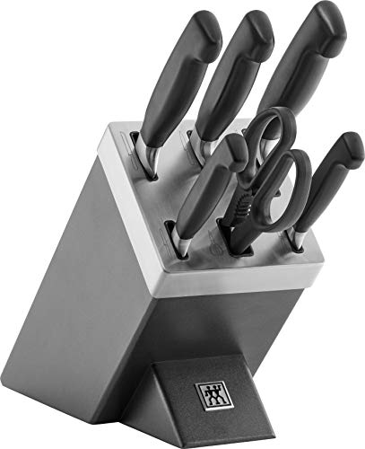 zwilling vier sterne messerblock 7-teilig mit messer und schneidebrett